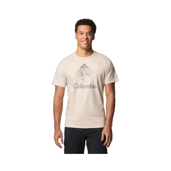 Μπεζ T-shirt Columbia με στάμπα εμπρός
