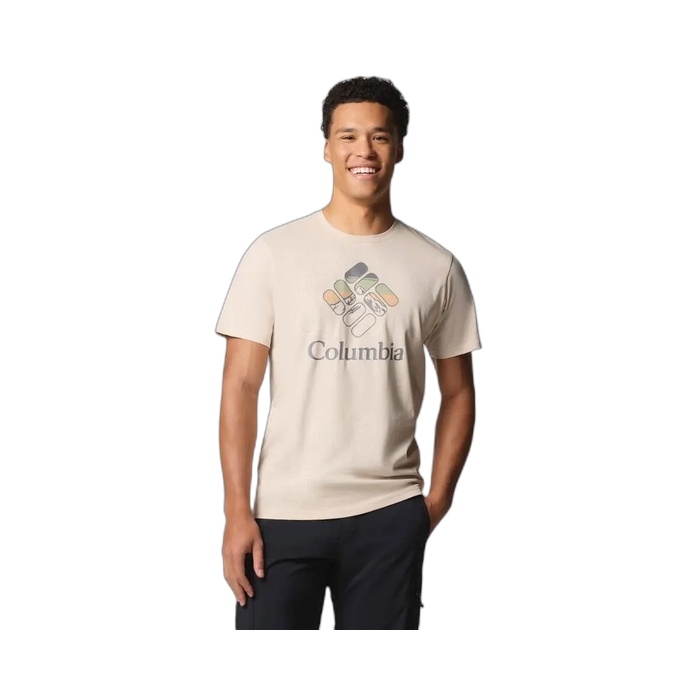 Μπεζ T-shirt Columbia με στάμπα εμπρός