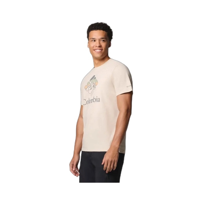 Μπεζ T-shirt Columbia με στάμπα εμπρός