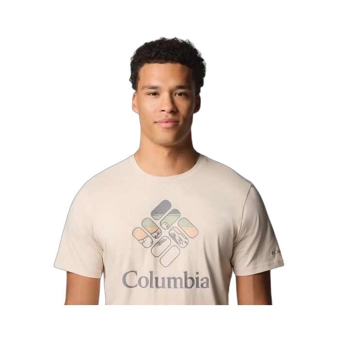 Μπεζ T-shirt Columbia με στάμπα εμπρός