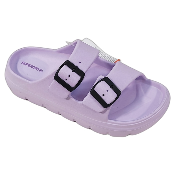 Γυναικεία πλαστικά σανδάλια Superdry σε λιλά χρώμα και δυο λουράκια