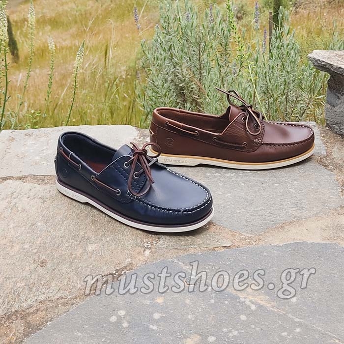 Ανδρικά δερμάτινα ναυτικά παπούτσια Lumberjack boat shoes