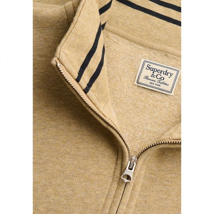 Superdry ανδρικά μπεζ φούτερ με μισό φερμουάρ M2014700Α-1WY