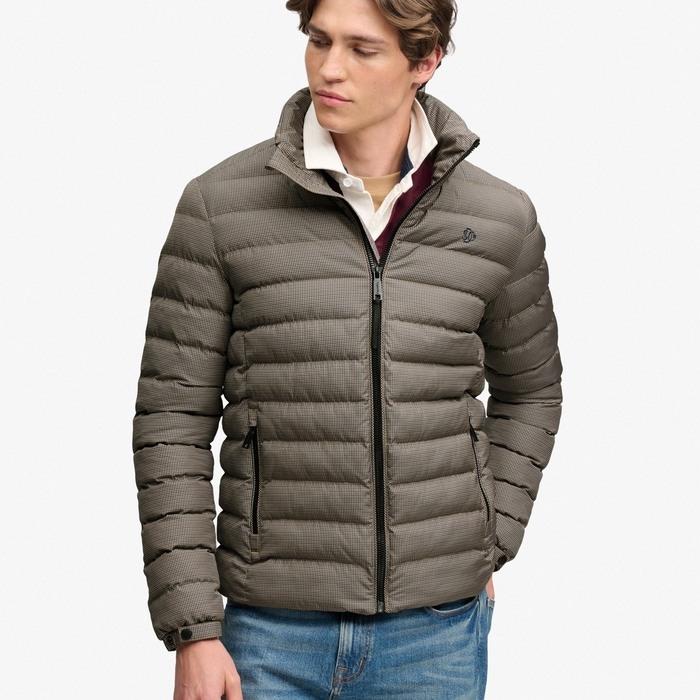 Ανδρικά μπουφάν Superdry Fuji Estate Brown Heritage Check M5012527A-M7Q