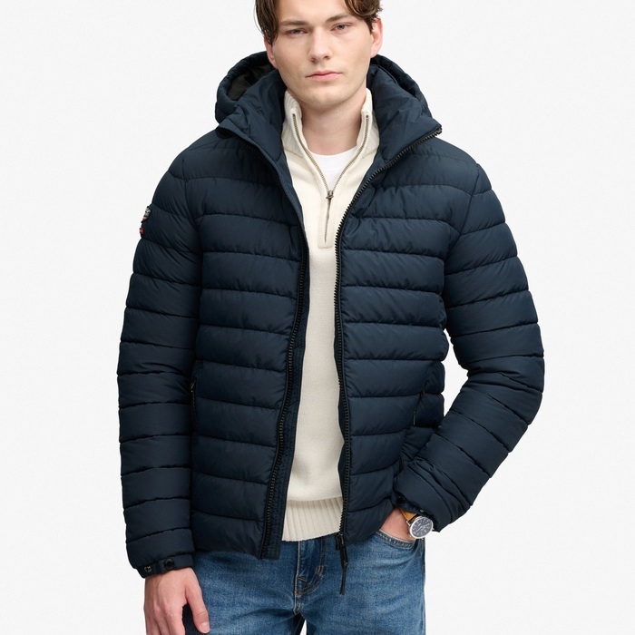 Ανδρικό μπλε μπουφάν Superdry Fuji M5012433A-CFT με κουκούλα