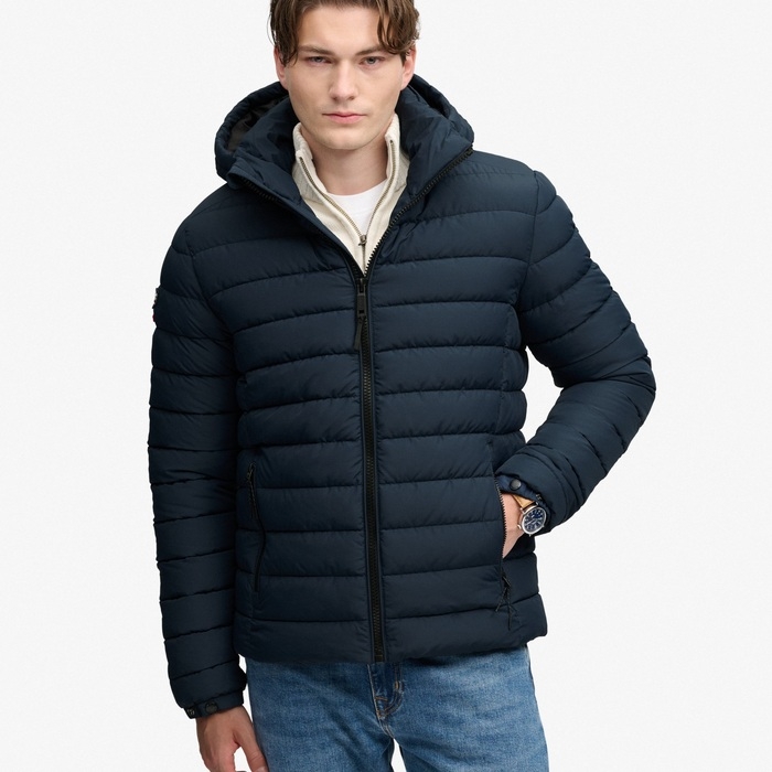 Ανδρικό μπλε μπουφάν Superdry Fuji M5012433A-CFT με κουκούλα