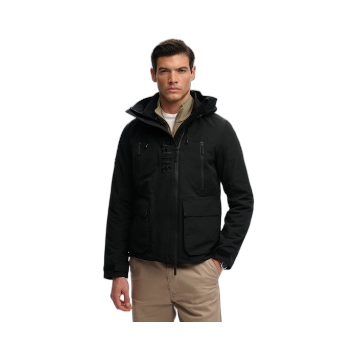 Ανδρικό μαύρο μπουφάν Superdry windbreaker με κουκούλα M5012324A-02A