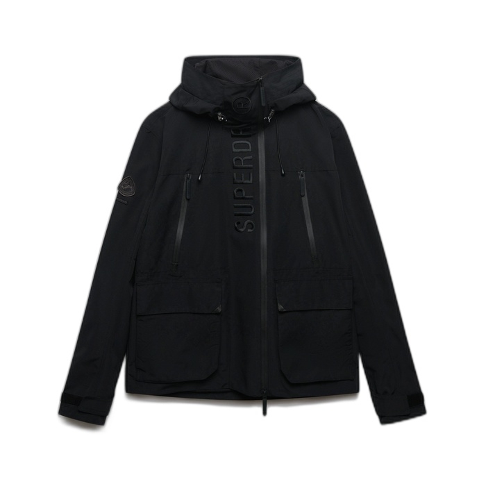 Ανδρικό μαύρο μπουφάν Superdry windbreaker με κουκούλα M5012324A-02A