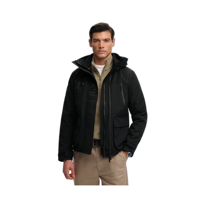 Ανδρικό μαύρο μπουφάν Superdry windbreaker με κουκούλα M5012324A-02A
