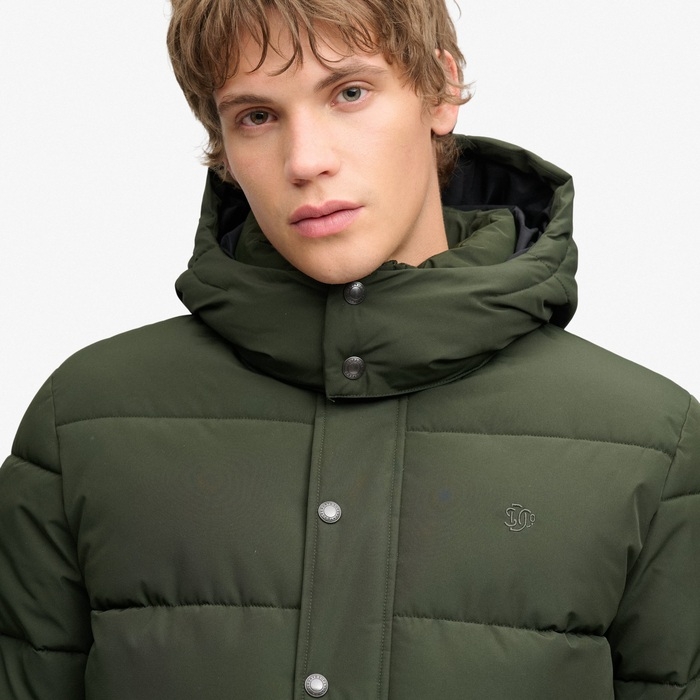 Ανδρικά puffer μπουφάν Superdry σε πράσινο χρώμα με αποσπώμενη κουκούλα M5012429A-1KM