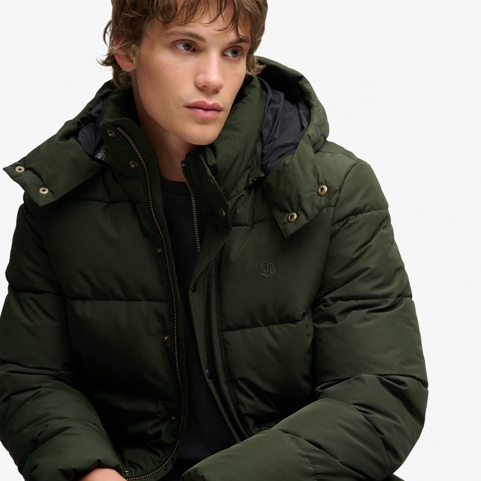 Ανδρικά puffer μπουφάν Superdry σε πράσινο χρώμα με αποσπώμενη κουκούλα M5012429A-1KM
