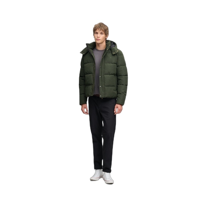 Ανδρικά puffer μπουφάν Superdry σε πράσινο χρώμα με αποσπώμενη κουκούλα M5012429A-1KM