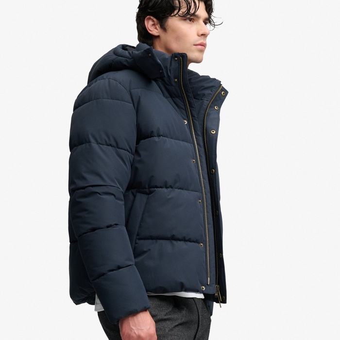 Ανδρικά μπλε superdry puffer μπουφάν με αποσπώμενη κουκούλα M5012429A-98T