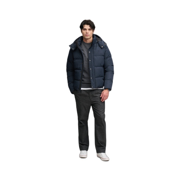 Ανδρικά μπλε superdry puffer μπουφάν με αποσπώμενη κουκούλα M5012429A-98T