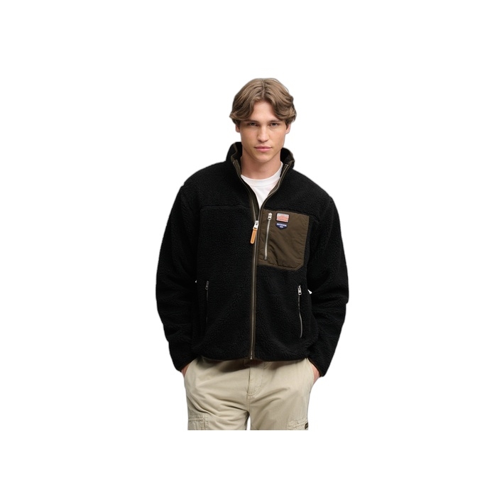 Superdry ανδρικό μαύρο fleece Vintage Retro Full Zip M2014632A-GS8