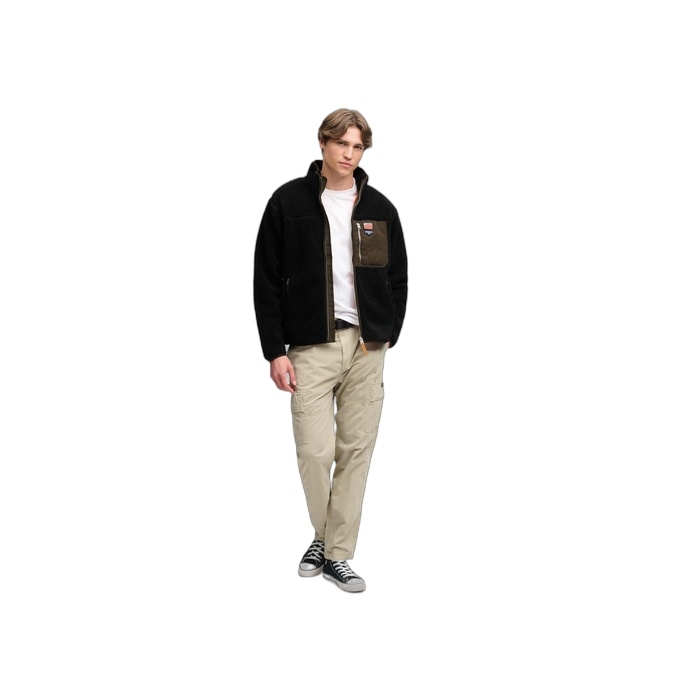 Superdry ανδρικό μαύρο fleece Vintage Retro Full Zip M2014632A-GS8