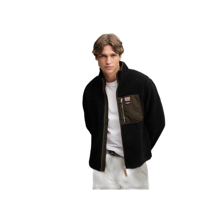 Superdry ανδρικό μαύρο fleece Vintage Retro Full Zip M2014632A-GS8