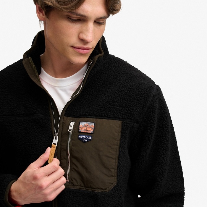 Superdry ανδρικό μαύρο fleece Vintage Retro Full Zip M2014632A-GS8