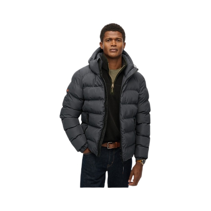 Ανδρικά γκρι μπουφάν Puffer Superdry