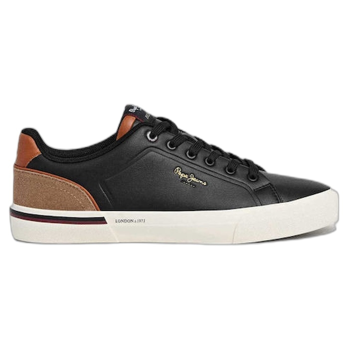 Ανδρικό μαύρο sneaker Pepe Jeans Campus με καφέ λεπτομέρειες