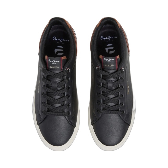 Ανδρικό μαύρο sneaker Pepe Jeans Campus με καφέ λεπτομέρειες